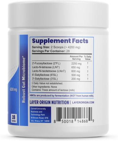 Layer Origin SuperHMO Prebiotic Mix with 5-HMO Prebiotic Fiber for Gut, Digestion, Brain Health - Powder, 28 Servings - Buy Online on GoSupps.com