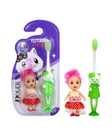 Kids Soft Toothbrush Household Cartoon Pattern with Toy 3 to 12 Years Kids. (Green)