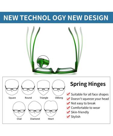Amorays Oversize Square Frame Reading Glasses for Men & Women - Vintage Anti-Blue Light +1.00 Presbyopia Readers - Model 6561 Green - Buy Online on GoSupps.com