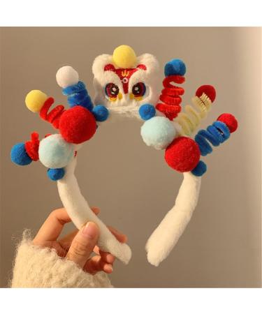 xbiez 3D Plush Animal Doll Headband for Women Girls Hair Accessories Colorful Twisted Rods Cartoon Hair Hoop Makeup Headdress White tiger - Buy Online on GoSupps.com