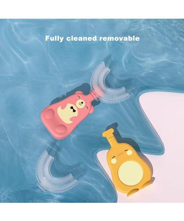 JENPECH Cute Bear/Duck Kids U-Shaped Toothbrush - Food Grade Soft Silicone Brush Head 360 Oral Teeth Cleaning Design for Toddlers and Children Yellow Bear 6-12 Years - Buy Online on GoSupps.com