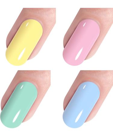 Vishine Gel Nail Polish Set - 4 Pastel Creme Color Spring Summer Baybe pink Mint green Sky Blue Yellow Nail Gel Nail Art Long-lasting Salon DIY Manicure 8ml C024 Set C024 - Buy Online on GoSupps.com