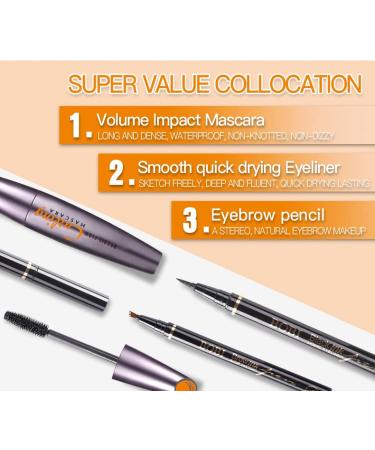 3-in-1 Black Eyebrow Pencil, Eyeliner, and Mascara - Multi-functional Beauty Tool - Buy Online on GoSupps.com