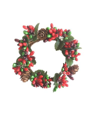 HOMSFOU 2pcs Wall Hanging Wreath Wedding Wreaths Artificial Xmas Wreath Twig Berry Wreath Pine Wreath Red Berry Garland Pine Garland Wreath for Front Door Pinecone Wreath Christmas Spring 7x7cm