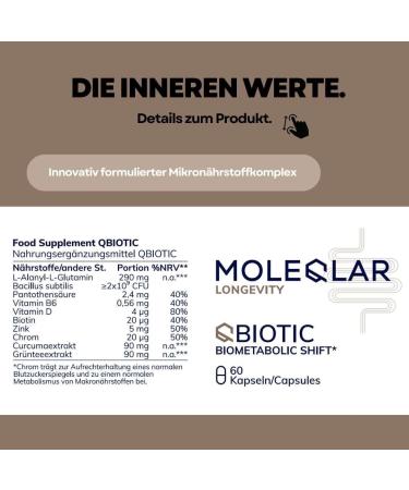 Moleqlar Qbiotic 60 Capsules - Biometabolic Shift with Probiotics & Micronutrients | Clinically Studied | Made in Germany - Buy Online on GoSupps.com