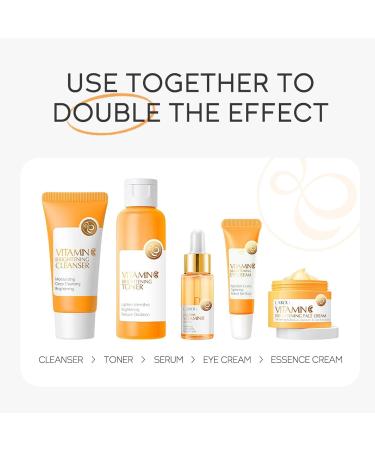 Shop Vitamin C Skincare Set - 5pcs Moisturizing Face Kit | Hydrating Anti-Aging Cleanser Serum & Cream | International Shipping - Buy Online on GoSupps.com