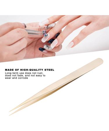 Nail Art Tweezers Multifunctional Nail Art Tweezers Steel Golden Straight Tweezers for Eyelashes Manicure - Buy Online on GoSupps.com