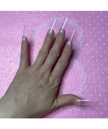 Extra Long Clear Square Full Cover Press On Nails - 504pcs for Nail Salon & DIY Design - Buy Online on GoSupps.com