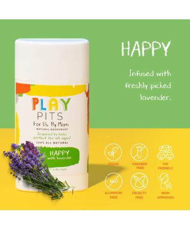 PLAY PITS Happy Scent Natural Kids Deodorant | Aluminum-Free for Sensitive Skin | Lavender & Shea Butter Infused - 2.65 fl.oz - Buy Online on GoSupps.com