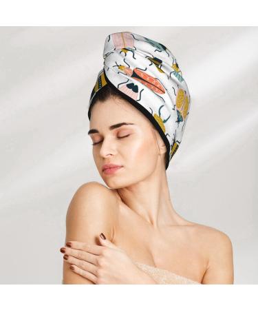 Colorful Insects Microfiber Hair Towel | Soft Super Absorbent Wrap for Women | Quick Dry Coral Velvet Cap for Long Curly Thick Hair - Buy Online on GoSupps.com