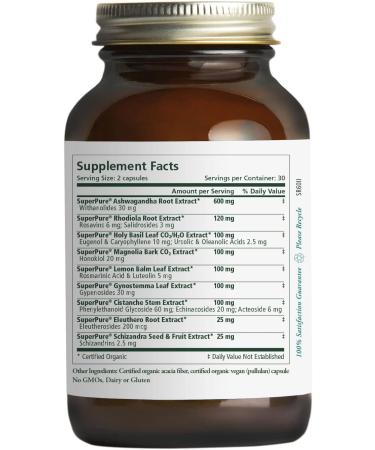 PURE SYNERGY Stress Remedy | 60 Capsules | USDA Organic | Non-GMO | Vegan | Ashwagandha Root Extract for Natural Stress Relief - Buy Online on GoSupps.com