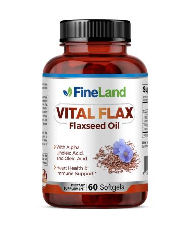 FineLand Vital Flax - Flaxseed Oil and Omega 3 6 9 with Alpha-Linolenic Acid (ALA)- 60 Softgels