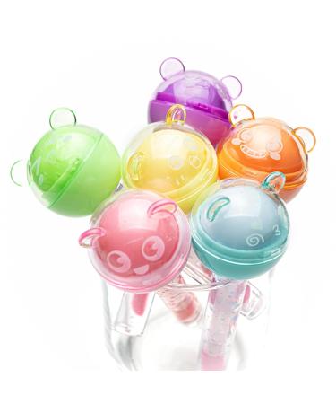 Pack of 6 Vegan Kids Clear Colour Change Bear Candy Lip Oil | Glossy Moisturizing Lollipop Lipgloss for Girls - Buy Online on GoSupps.com