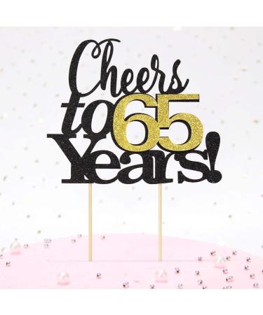 1Pc Cheers to 65 Years Cake Topper Happy 65th Birthday Cake Topper 65th Anniversary Birthday Party Decor Supplies Celebrating Party Decorations - Buy Online on GoSupps.com