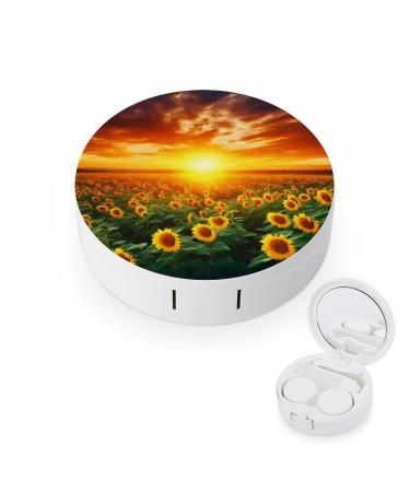 Contact Lens Case Sunflower Field And Sunset Print Plastic Contact Lens Case contact Lens Care Box ontact Lens Travel Box
