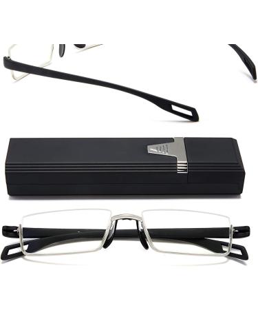 EyeURL Ultra-Light TR90 Reading Glasses - Anti-Blue Light Metal Frame 1.5x Magnification Stylish Case for Men & Women - Buy Online on GoSupps.com