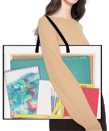 DPEI XUAN Art Portfolio Bag - 19x25 Inch Transparent White Poster Storage Organizer with Zipper and Handle - Ideal for Large Posters, Poster Boards, Paintings - 1 Pack - Buy Online on GoSupps.com