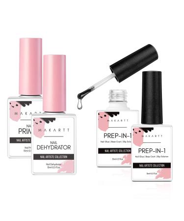 Makartt Nail Primer Natural Nail Dehydrator Primer for Acrylic Nails Gel Polish Bundle UV Nail Glue Gel for Fake Nails(Curing Needed) 3 in 1 Super Strong Acrylic Nails Glue