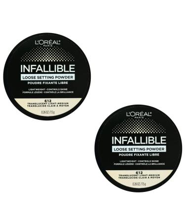 Pack of 2 L'Oreal Paris Tinted Loose Setting Powder Translucent Light-Medium 612 White 0.04 Ounce (Pack of 2)