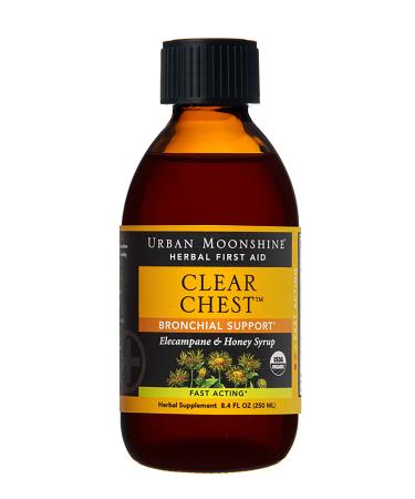Urban Moonshine Organic Herbal Supplement, Clear Chest, Fast Acting Herbal First Aid for Bronchial Support with Elecampane & Honey Syrup, 8.4 FL OZ Bottle (Pack of 1)