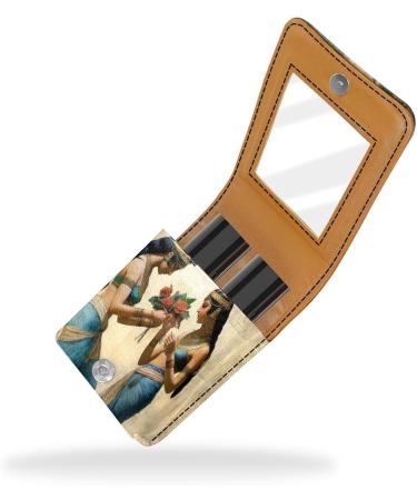 Buy Leather Lipstick Case Organizer with Mirror | Ancient Egyptian Retro Mini Lipstick Holder - Shop Internationally - Buy Online on GoSupps.com