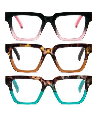 Kokobin 3-pack ladies reading glasses square anti-blue light Computer readers for women men (3-person pack 3.5 diopters) 3-pack 3.5 diopters