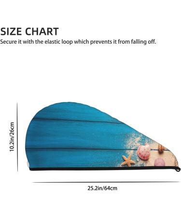 Soft Microfiber Hair Towel Wrap - Shells & Starfish Design Quick Dry Super Absorbent Coral Velvet for Long Curly & Thick Hair - Buy Online on GoSupps.com