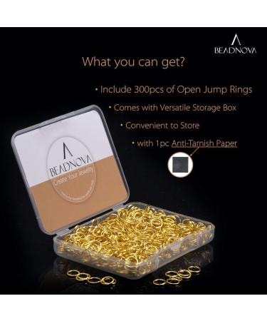 BEADNOVA 6mm Gold Open Jump Rings for Keychains & Necklace Repair (300Pcs) - Buy Online on GoSupps.com