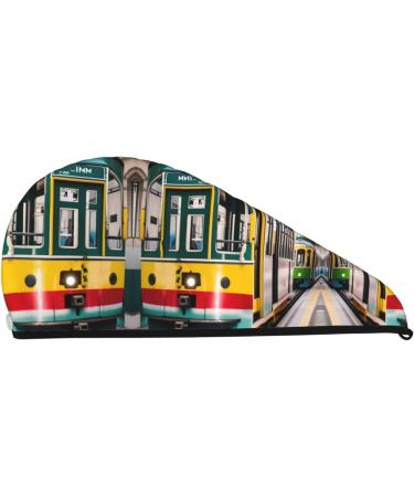 Lisbon Tram Coral Velvet Dry Hair Cap | Unisex Wet Towel Wrap for Bathroom Pool Beach - Ideal Accessory - Buy Online on GoSupps.com