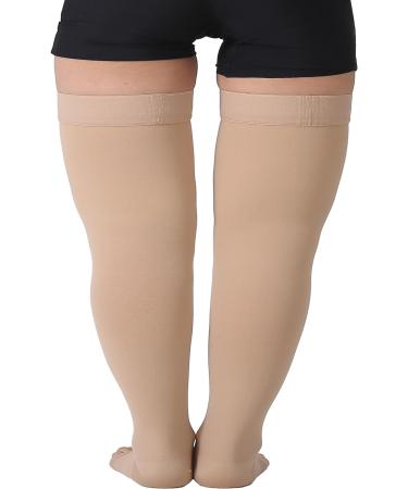 TOFLY Medical Thigh High Compression Stockings (Pair) 15-20mmHg Graduated Support for Varicose Veins Edema - Beige 3XL - Buy Online on GoSupps.com