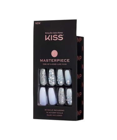 KISS One-Of-A-Kind Luxe Mani Long Acrylic Fake Nails Style No.1 Set with Pink Gel Glue & Accessories - 30 False Nails - Buy Online on GoSupps.com