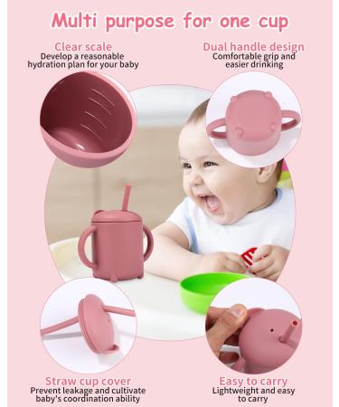Jissta 8-Part Children's Dish Set - BPA-Free Silicone Plates Suction Cup Baby Plates Bowls & Cups - Pink - Buy Online on GoSupps.com