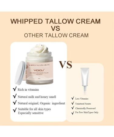 100% Grass Fed Beef Tallow for Skin Care - Organic Unscented Moisturizer for Face & Body | 4 Oz Whipped Tallow for Sensitive Skin - Buy Online on GoSupps.com
