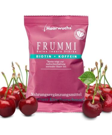 Frummi Hair Vitamins for Hair Growth - 30 Days | Vegan Biotin Zinc & Caffeine | Includes Hair Tie | Made in Germany - Shop Now! - Buy Online on GoSupps.com