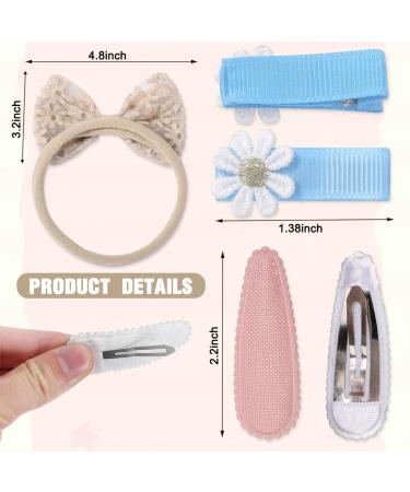Beautiful 12-Part Baby Girl Headband Set - Cute Hair Accessories for Newborns & Toddlers | Embroidered Clips & Elastic Bands - Buy Online on GoSupps.com