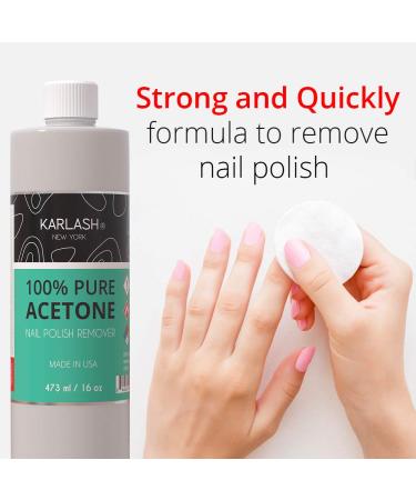 Karlash Professional 100% Pure Acetone Nail Polish Remover 16 oz - Quick & Professional Formula for Natural, Gel, Acrylic, and Sculptured Nails - Buy Online on GoSupps.com