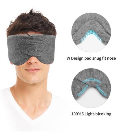 Modal Cotton Travel Sleep Mask Eye Mask with Longer Adjustable Strap for Women Men and Kids Fully Coverage with Earplugs Hanger and Travel Pouch Grey - Buy Online on GoSupps.com