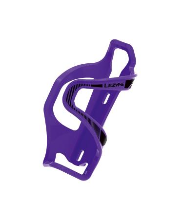 Lezyne Flow SL Enhanced | Bike Water Bottle Cage, Composite, Left, Purple, 48g, Road, Mountain, Gravel Cycling Water Holder Purple Left