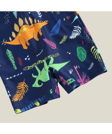 PythJooh Baby Boy Swimsuit | Zipper Rash Guard One Piece | Shark Print Shorts | 3-4 Years | Navy Dinosaur - Buy Online on GoSupps.com