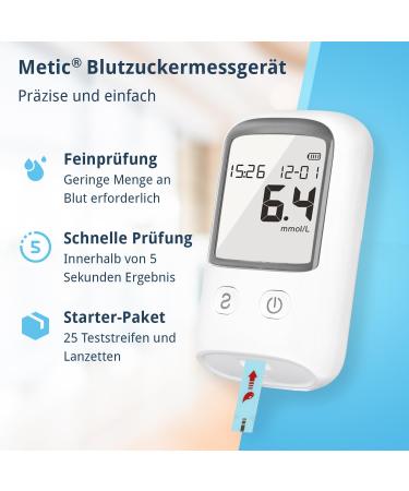 METIC Glucose Measurement Device - Accurate Blood Sugar Monitoring for Diabetes Management | International Shipping Available - Buy Online on GoSupps.com