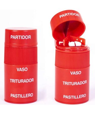 Broyeur de pilules - Pilulier quotidien Broyeur manuel - Coupeur de pilules et broyeur de pilules - Pilulier Machacador plus complet - Diviseur de comprim s - Rouge - Buy Online on GoSupps.com