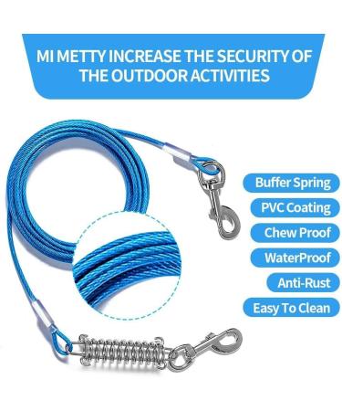 Buy Mi Metty Durable Pull-Out Dog Leash 120lbs - 3.4/5.2/1.5/3.5m - Rustproof Training Runner for Courtyard Outdoor & Camping - Blue 60ft - Buy Online on GoSupps.com
