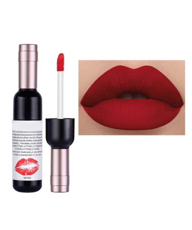 Rosarden Matte Velvet Red Wine Bottle Liquid Lipstick - long-Lasting 24 Hours Waterproof Non stick Cup lip gloss - Mini High saturation lip glaze - Women's Daily Portable Lipstick Holiday Gift (01)