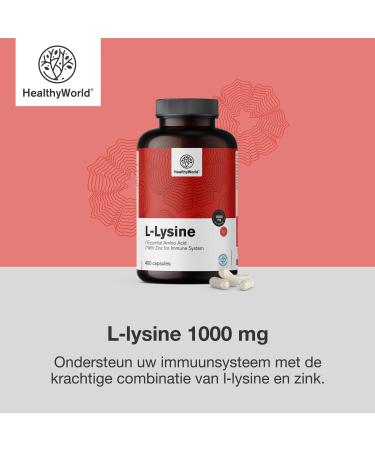 Be Healthy Group doo LLysine Hydrochloride Form 1000 mg per Daily Dose With Zinc 400 Vegetable Capsules Essential Amino Acid Without Additives 6month supply - Buy Online on GoSupps.com