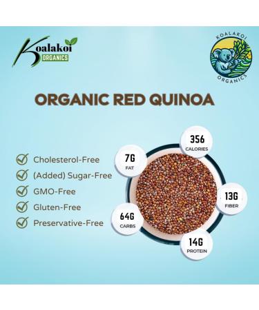 Koalakoi ORGANIC Red Quinoa grain | rich taste with nutty flavour gluten free healthy super nutritious grain | Natural Source of Protein Vitamins and Antioxidants (1.8kg) - Buy Online on GoSupps.com