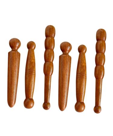 Gleavi 6 STK foot massage gauge Head massage tab Head massage Stab Massage tab made of wood pulse massage Tool acupuncture point stick massage tools round head stick red pear 12x2.5cmx2pcs like shown