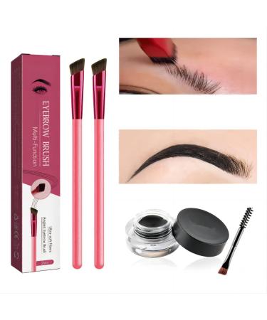 4 PCS 4D Hair Stroke Brow Stamp Brush, Brow Brush,Eyebrow Hair Stroke Brush, NEW Multifunction Ultra-thin Angled Realistic Eyebrow Brush, Makeup Brush Set (Black)