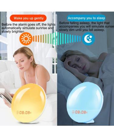 Buy Sunrise Alarm Clock | Light Alarm Clock with Snooze & Dual Alarms | 10 Natural Sounds & 7-Color Atmosphere Lamp - International Shipping - Buy Online on GoSupps.com