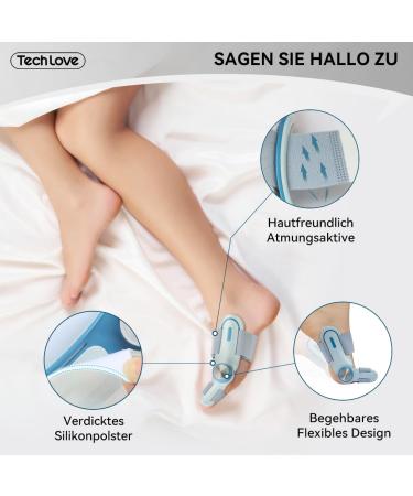 Tech Love Hallux Valgus Correction - Upgrade Fixing Plate & Rail | Unisex Blue Toe Corrector with 3 Fastening Angles for Day & Night Use - Buy Online on GoSupps.com