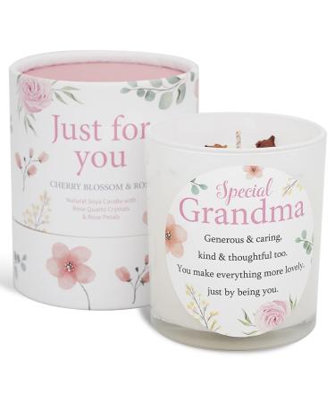 Grandma Candle That Makes a Thoughtful Gifts for Grandma and Grandma Gifts - Ideal Mother s Day Christmas and Special Grandma Birthday Gifts SOYA Candle with Rose Quartz and Rose Petals